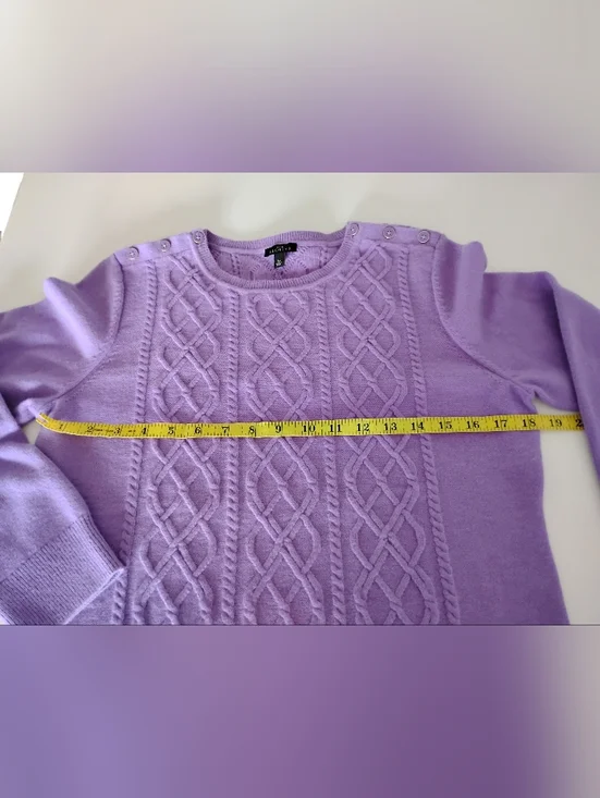 Talbots Lambswool Blend Cable Knit Sweater Lilac Purple Pastel Classic Size LPet - Picture 12 of 14
